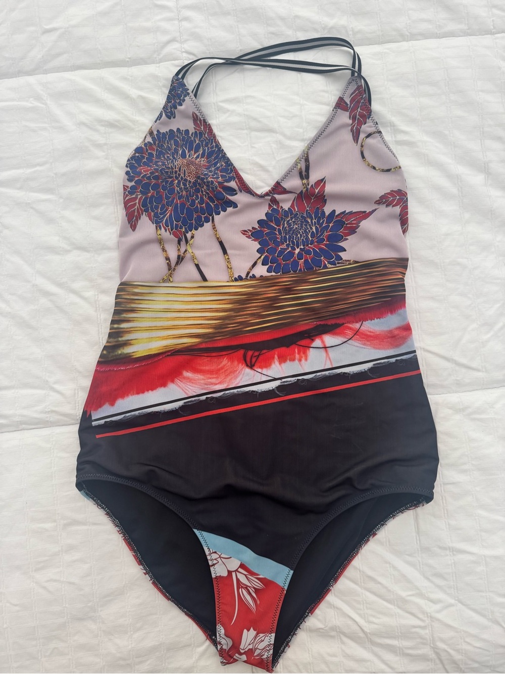 Clover Canyon XS Multicolor Floral & Stripe One-Piece Swimsuit, excellent cond.